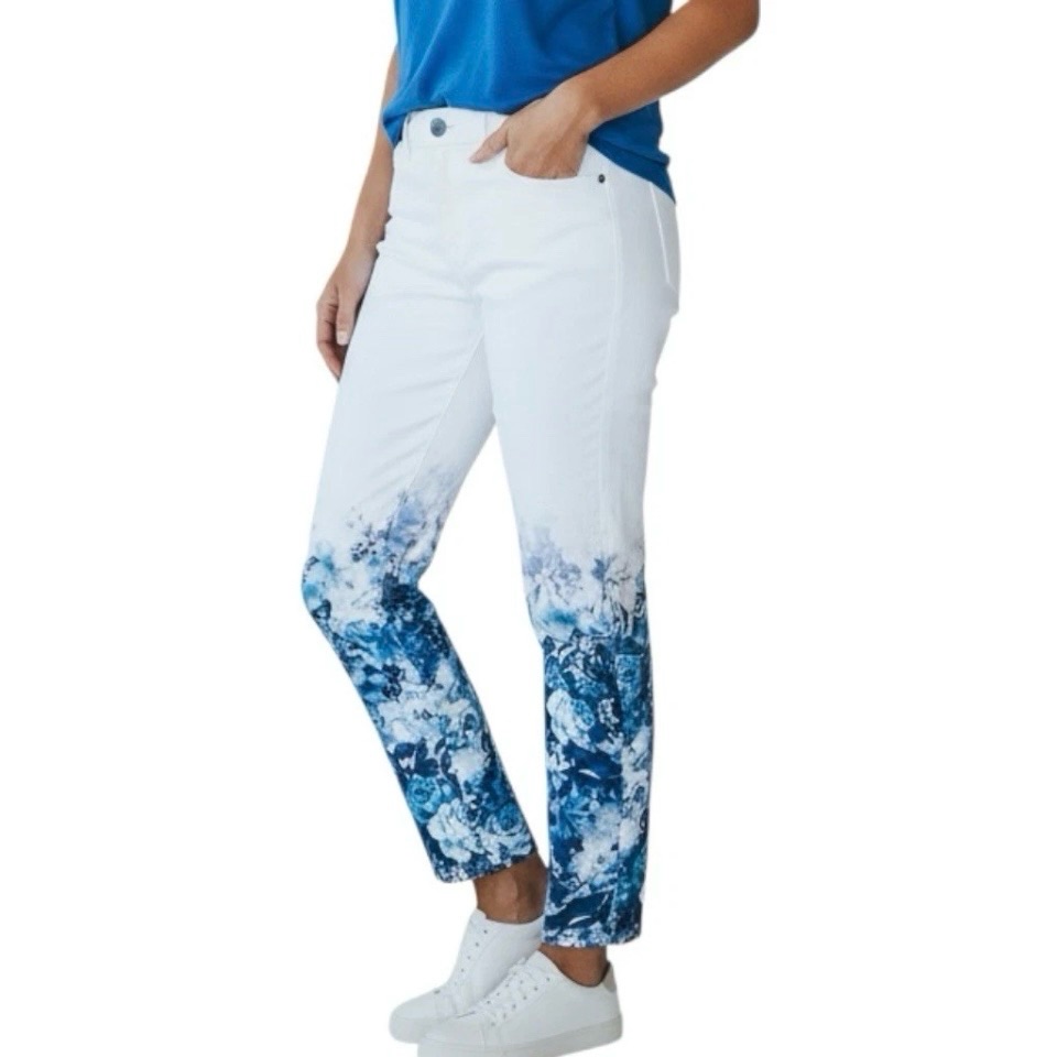 Kancan Jeans Blue White Bottom Floral Print Stretchy Sz 9